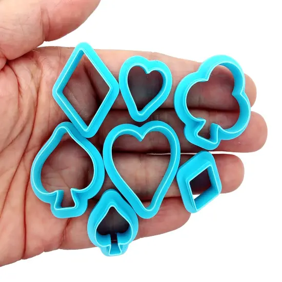 Card Suits Clay Cutters, 8 pc, Two Sizes of Hearts Clubs Spades & Diamonds, Adorabilities {3}