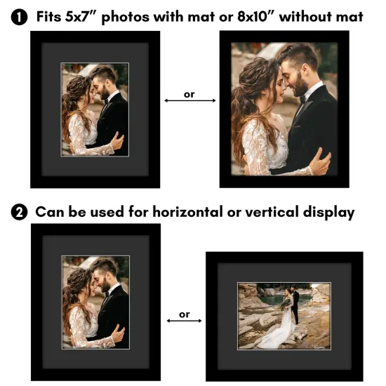 Americanflat Black Picture Frame with Shatter-Resistant Glass - Classic Molding with Black Mat and White Trim {10}