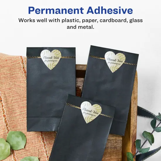 Avery Pearlized Ivory Heart Labels with Sure Feed Technology, Print-to-the-Edge, .75" x .75" {3}