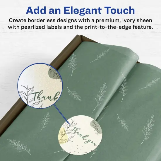 Avery Pearlized Ivory Round Labels with Sure Feed Technology, Print-to-the-Edge, 3.5" diameter {2}