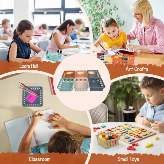 4E's Novelty 12 Pack Small Baskets for Classroom, Vibrant Boho Classroom Basket, Durable Class Accessories Baskets, Boho Colorful Bins for Classrooms, Perfect and Useful Small Plastic Colourful Basket {4}
