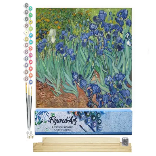 Figured'Art Paint by Numbers Kit for Adults Van Gogh Iris 16"x20" - Craft Art Painting Rolled Canvas with DIY wooden frame {1}