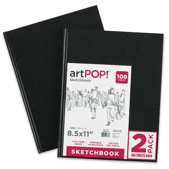artPOP! Hardbound Sketchbooks, Pack of 2, 8.5 x 11 inches, 108 sheet Drawing Pads, 65 lb/100 gsm Paper, Art Supplies for Drawing, Sketching, Illustration, and Journaling {2}