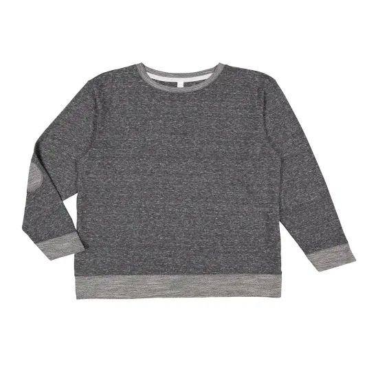 LAT&reg; Harborside Melange French Terry Crewneck with Elbow Patches SMOKE MELANGE {1}