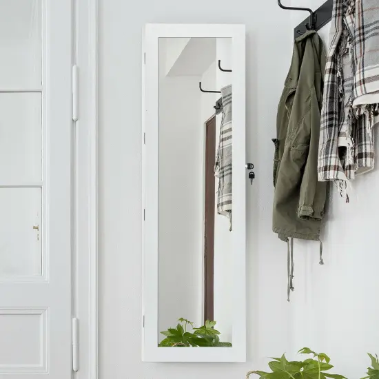 Costway Wall Mounted Mirrored Jewelry Cabinet Organizer w/LED Lights {2}