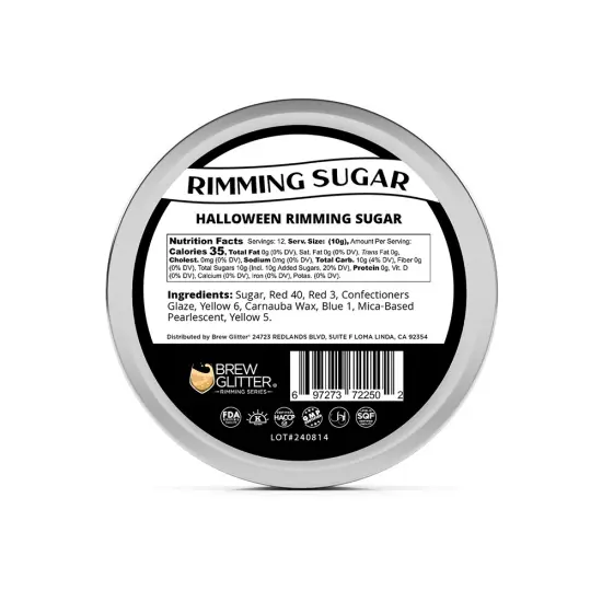 Brew Glitter - Halloween Rimming Sugar (4oz, 1x Bar Tin) Cocktail Garnish for Mixed Drinks & Refreshments {6}