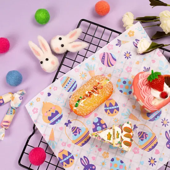 100 Pcs Easter Wax Paper for Food, Waterproof Oil-proof Parchment Paper Sheets, Wax Paper Sheets Deli Paper Sandwich Wrap {5}