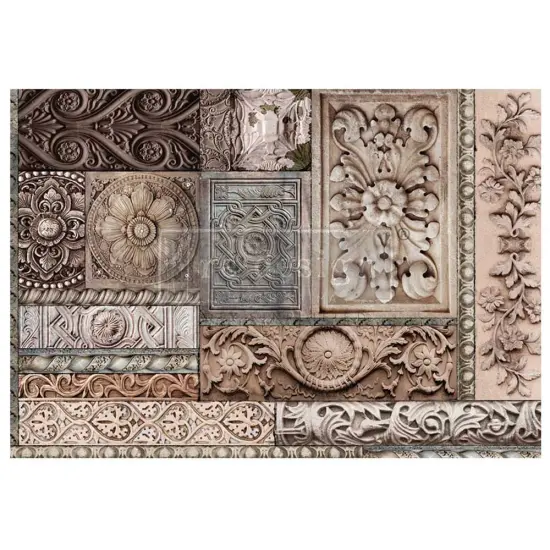 A1 Decoupage Fiber - Carved Stonework - 1 sheet, A1 size {1}