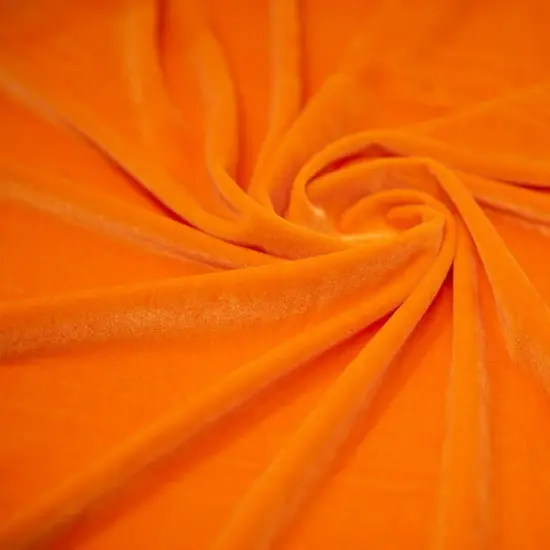 Regal Matte Stretch Velvet Fabric 58&rdquo; Wide Polyester Spandex 4-Way Stretch for Costumes & Fashion Neon Orange {1}