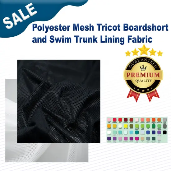 Polyester Mesh Tricot Boardshort and Swim Trunk Lining Fabric Width 56&rdquo; White {2}