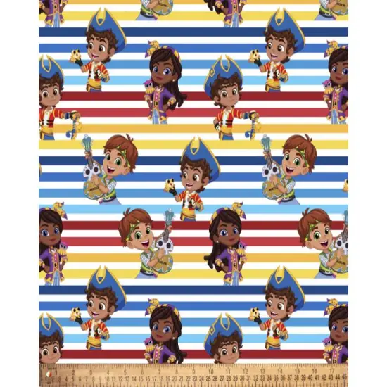 Santiago of the Seas Stripes Nickelodeon Licensed By David Textiles Digital Cotton Print Fabric | By the Yard | Sewing and Crafting | 44 inches wide {1}