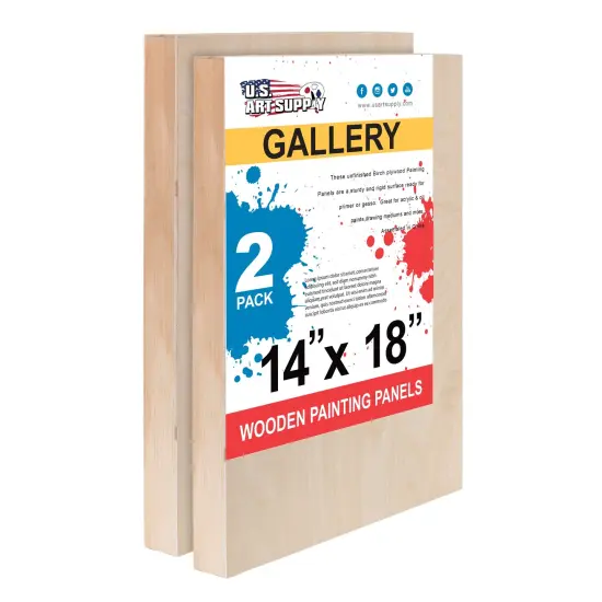 Unfinished Cradled Wood Panels for Painting, 2 Pack of 14x18 inch - Gallery Birch Wooden Canvas Boards 1-1/2" Deep - Mixed-Media Craft, Acrylic, Oil, Encaustic, Paint Pouring {1}