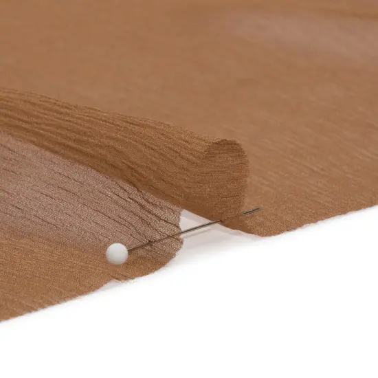 1 Yard Crinkled Silk Chiffon Light Brown Sheer Elegant Draping, 43 Inches Wide {2}