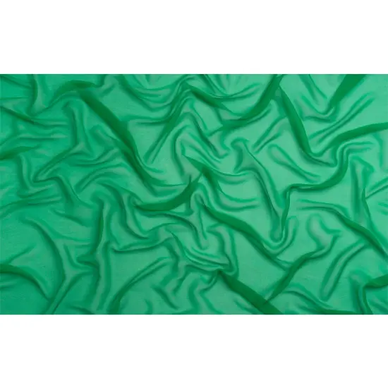 1 Yard Silk Crinkled Chiffon Kelly Green Sheer Lightweight Fashion Fabric, 43 Inches Wide {3}