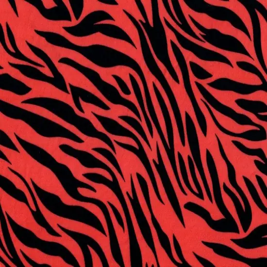 Zebra Print Brushed DTY Knit Stretch Fabric 58/60" Wide RED/BLACK {1}