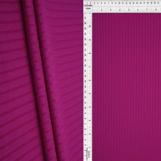 1 Yard Stretchy 8x3 Ribbed Knit Fabric Solid Color Polyester Spandex MAGENTA {1}