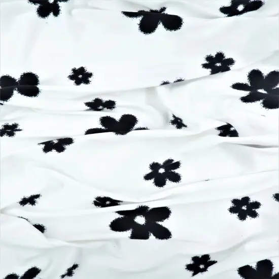 DTY Brushed Floral Knit Fabric Soft Stretch Flower Print 58/60" Wide IVORY {1}