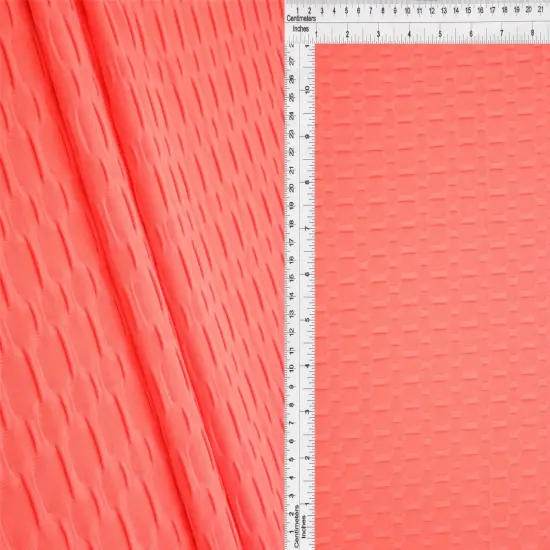 1 Yard Polyester Spandex Honeycomb Knit Solid Fabric 58/60" Width NEON PINK {6}