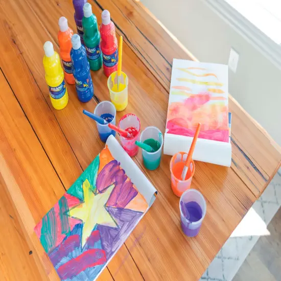 Creativity Street No-Spill Round Cup Plastic Paint Pot Set with Assorted Colored Lids, 3 Inches Wide, Translucent, Set of 10 {4}