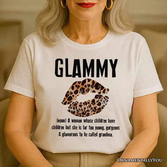 Glammy Leopard Lips T-Shirt, Coquette White Tee for Stylish and Glamorous Grandmas {2}