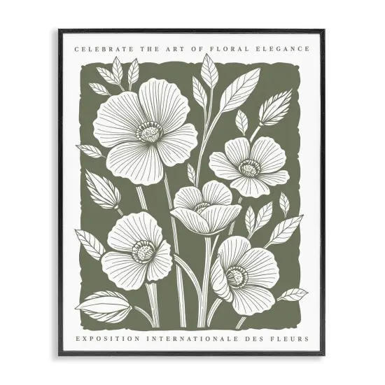 Stupell Industries Moss Hued Florals Framed Giclee By Lettered and Lined {7}