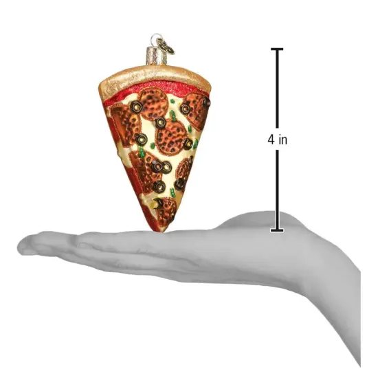 Old World Christmas 4.25 In Pizza Slice Christmas Tree Ornament , Christmas Decor Ornament Pepperoni Dough Crust Brown {2}