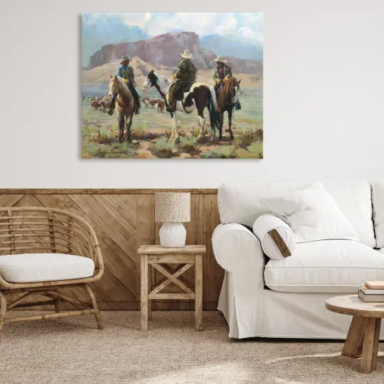 Stupell Industries Cowboy Group with Cattle Canvas By Carolyne Hawley {2}