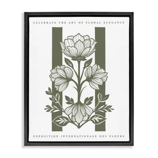 Stupell Industries Symmetrical Blossoms on Green Floating Frame By Lettered and Lined {7}