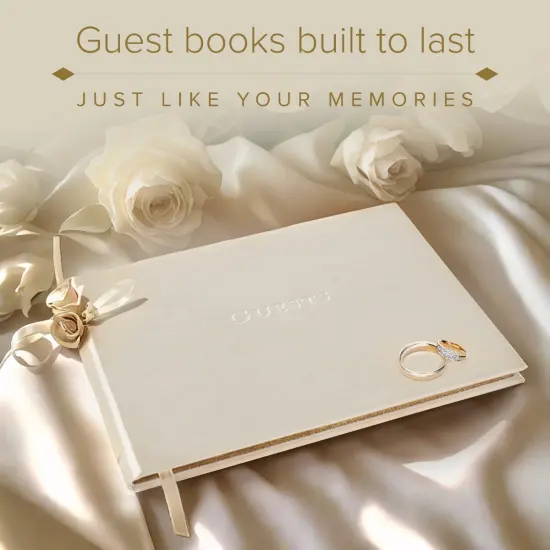 Gallery Leather Guest Book Wedding, Party, Special Events, add Polaroid Photos, 192 Lined Pages, Bonded Leather, Hardcover 7" x 9" Acadia Tan {5}