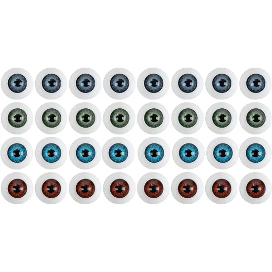 Plastic Doll Eyes for Crafts and Embellishments (4 Colors, 20mm, 16 Pairs) Multicolor {1}