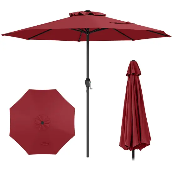 Fabric Outdoor Heavy Duty Market Umbrella with Crank Handle, 8 Sturdy Ribs, UV Protection Red {1}