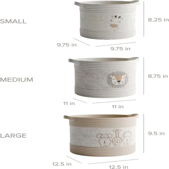 3 Set Decorative Summer Storage Baskets with Safari Animal Prints {5}