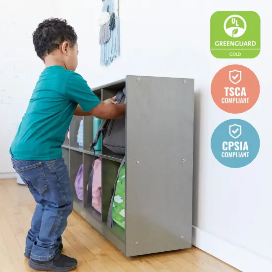 8-Compartment Mobile Backpack Storage Cabinet Grey Wash {4}