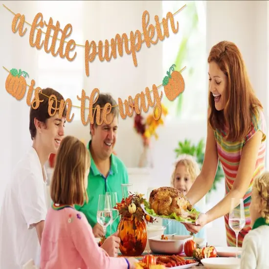 Pumpkin Baby Shower Decorations A Little Pumpkin is On the Way Banner {4}