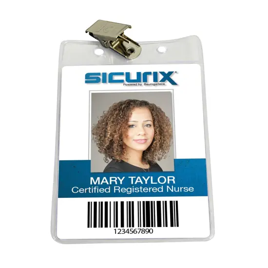 Vinyl Badge Holder with Clip, Vertical, 4" x 3", Pack of 50 {1}