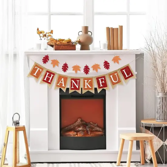 Fall Thankful Burlap Banner {3}