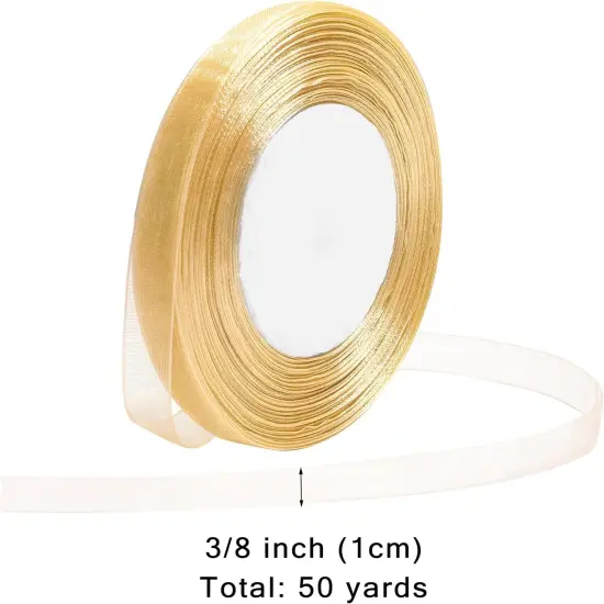 Gold Sheer Organza Ribbon - 3/8 Inch, 50 Yards {2}
