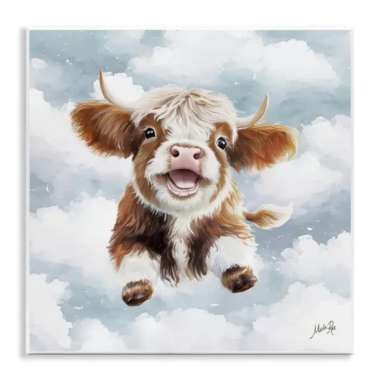 Stupell Industries Happy Cow Calf in Clouds Wall Plaque By Marla Rae {1}