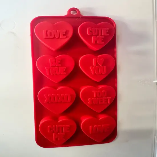 Hearts with Words Silicone Mold Flexible Candy, Chocolate & Jelly Mold with Romantic Messages {1}