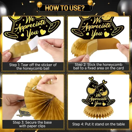 9Pcs We Appreciate You Decorations Black Gold {5}