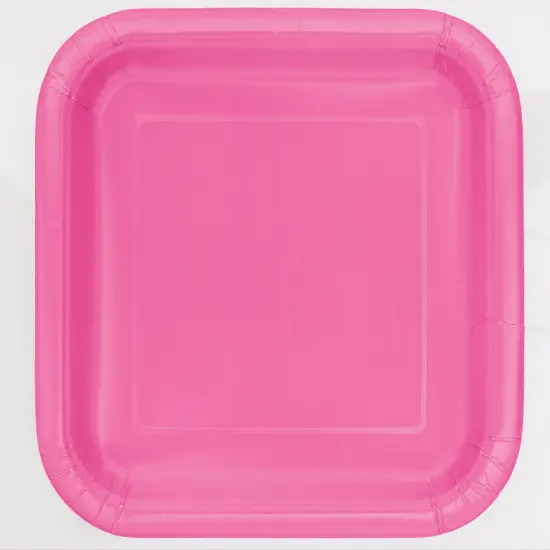 Hot Pink Solid Square 9" Dinner Plates, 14ct {1}
