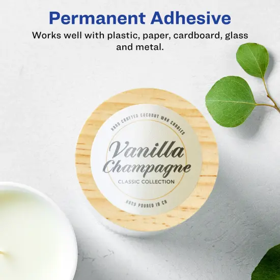 Avery Pearlized Ivory Round Labels with Sure Feed Technology, Print-to-the-Edge, 2.5" diameter {3}