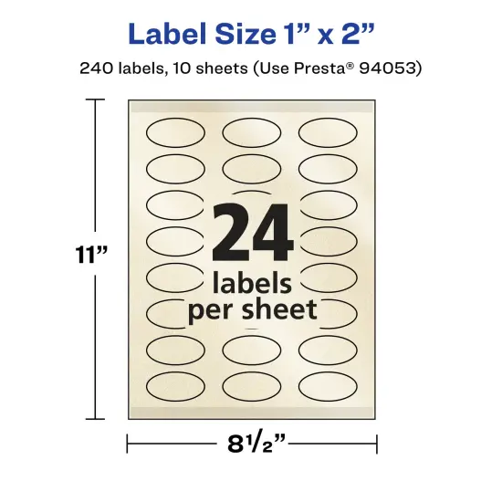 Avery Pearlized Ivory Oval Labels with Sure Feed Technology, Print-to-the-Edge, 1" x 2" {5}