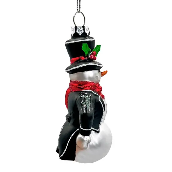 Dapper Gentleman Snowman Glass Christmas Ornament, Refined Handblown Holiday Tree Decor {6}