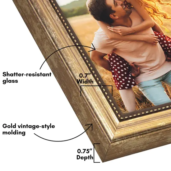 Americanflat Vintage Picture Frame with Beaded Accents with Shatter Resistant Glass and Easel Stand {9}