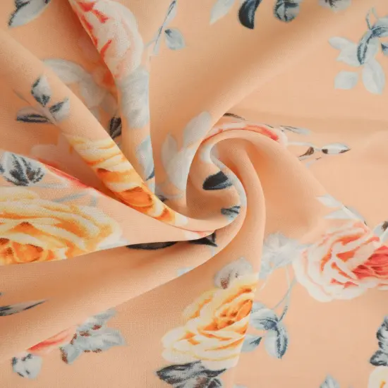 1 Yard CEY Printed Floral Flower Sublimation Fabric Lightweight Polyester 58/59 Inches Wide PEACH {2}