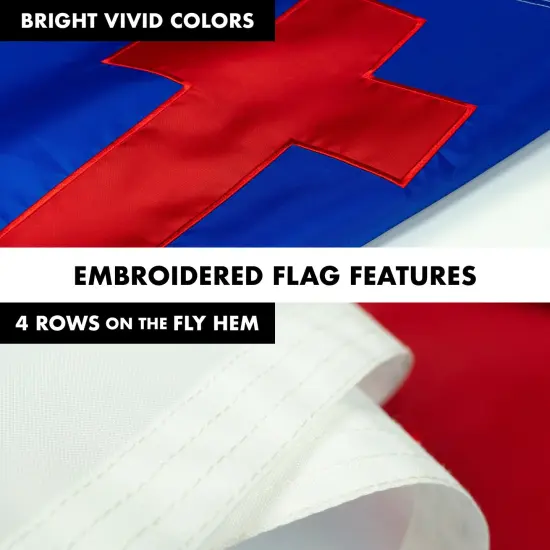 G128 - 6 Feet Tangle Free Spinning Flagpole (Silver) Christian Flag Brass Grommets Embroidered 3x5 ft (Flag Included) Aluminum Flag Pole {5}