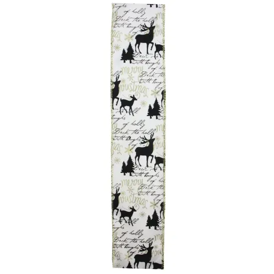 Northlight Pack of 12 White and Black Playful Reindeer Christmas Wired Craft Ribbons - 2.5" x 120 Yards {3}