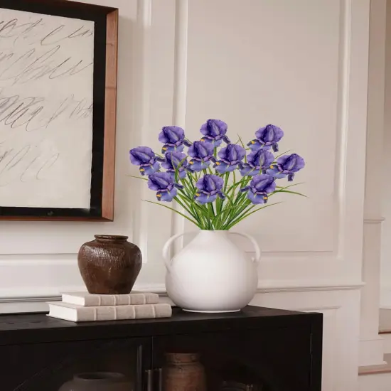 Iris Flowers Artificial 5 Pcs Real Touch Long Stems Iris Flowers 23.6" Silk Iris Fake Flowers for Wedding Bridal Home Decor - Purple {4}
