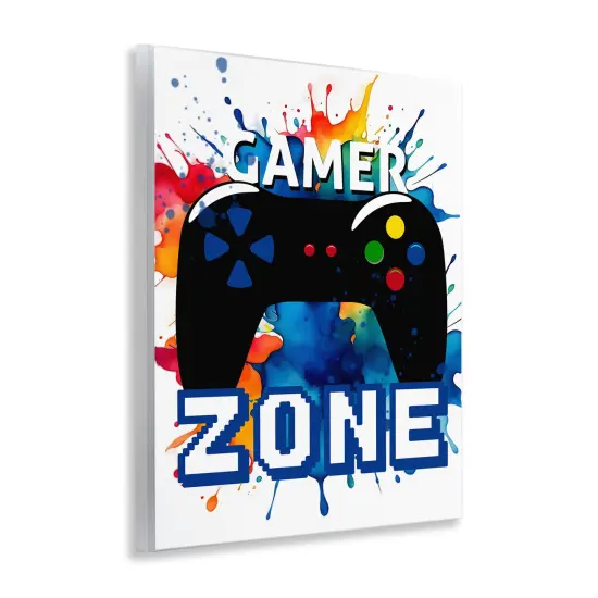 Stupell Industries Vivid Modern Gamer Zone Wall Plaque Design by Kim Allen {3}